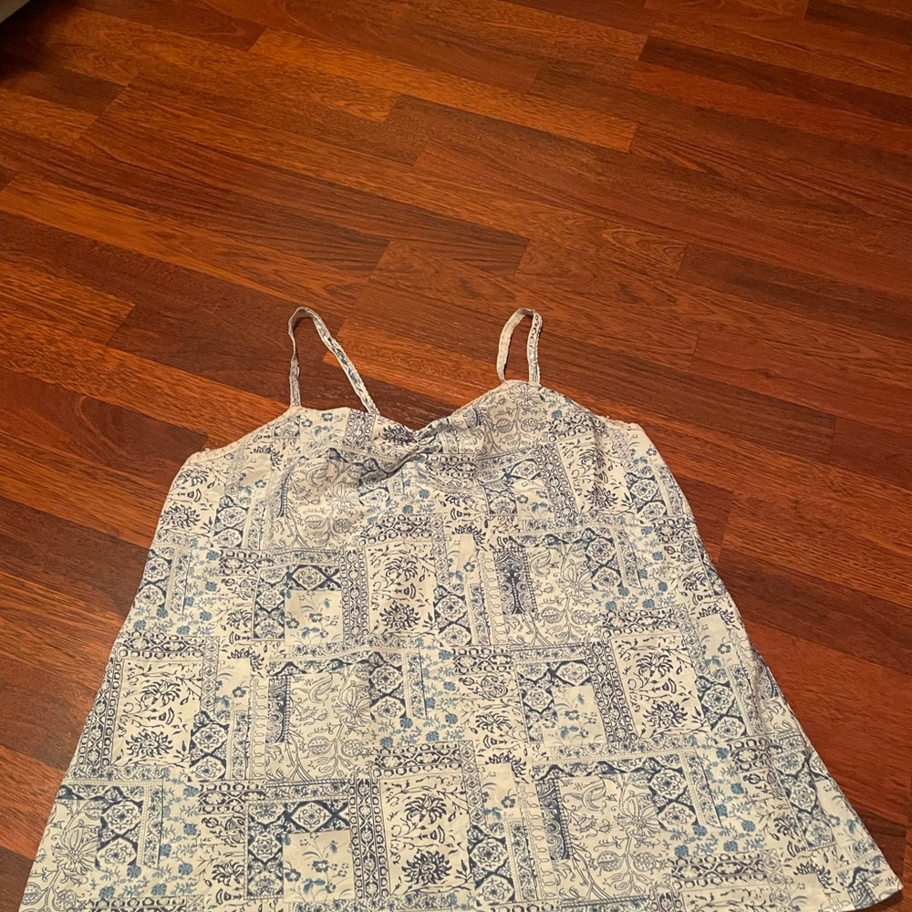 blue and white floral tank top